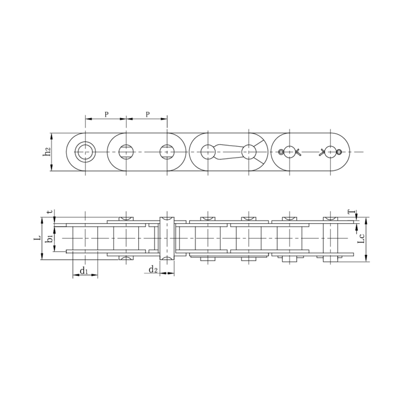 Łańcuchy rolkowe z prostą płytą boczną (seria A)
