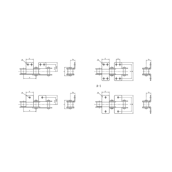 Osprzęt do łańcuchów przenośnikowych o podwójnej podziałce