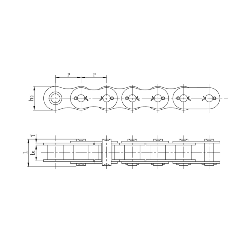 Precyzyjne łańcuchy rolkowe o krótkim skoku z zębatką (seria A)
