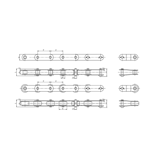 Łańcuchy przenośnikowe o podwójnej podziałce ze stali nierdzewnej