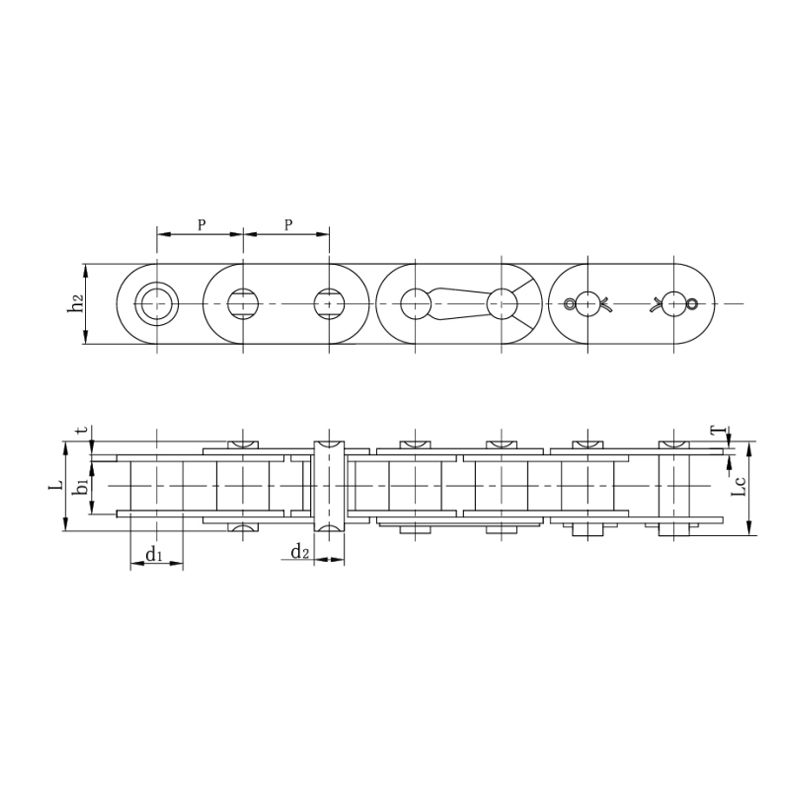 Łańcuchy rolkowe z prostą płytą boczną (seria B)